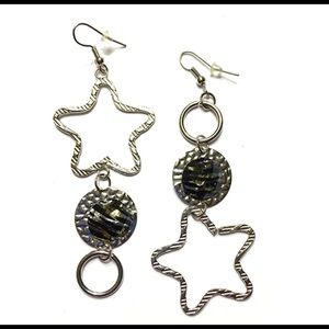 Mismatched Earrings Star Animal Print Silver Tone
